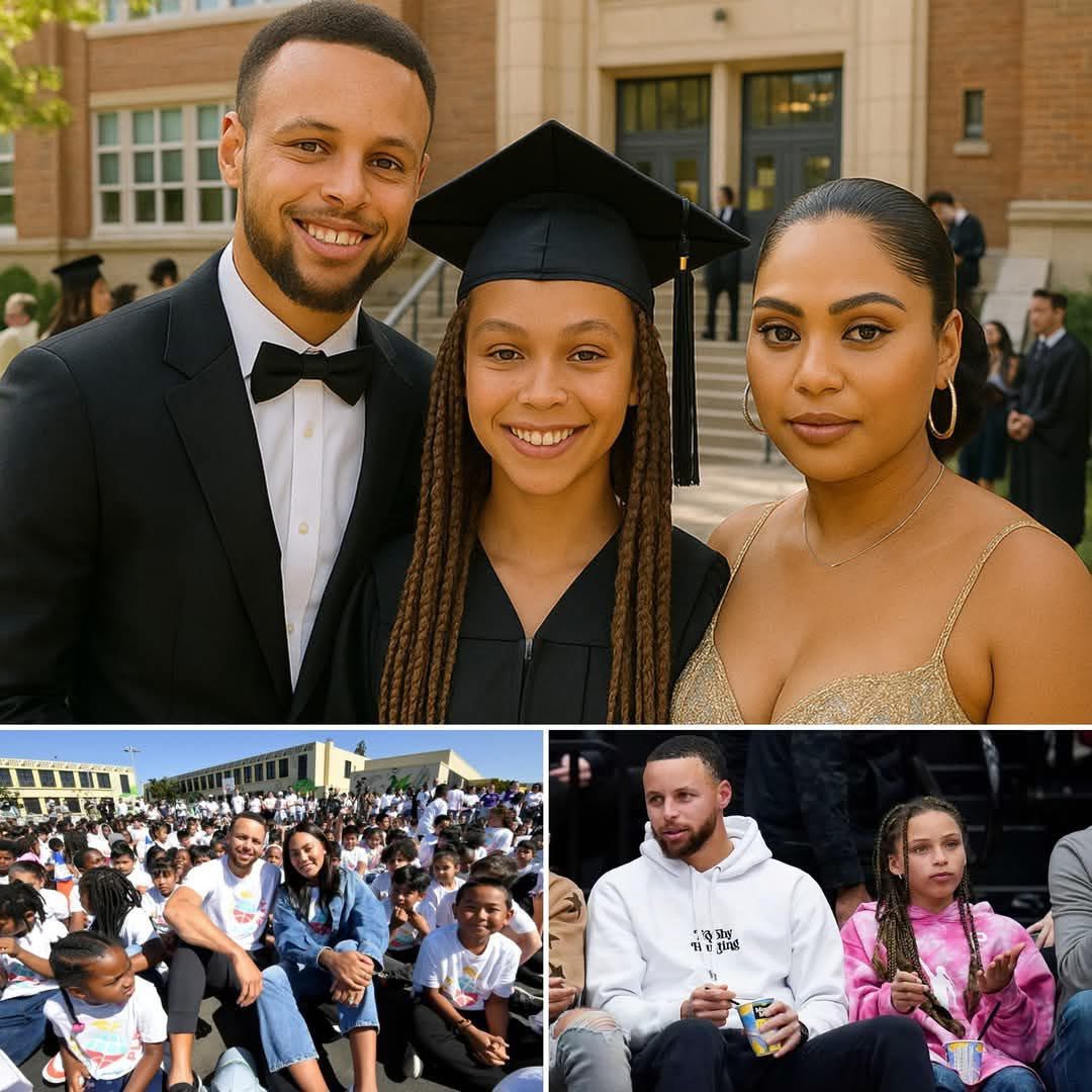 Just In:”Stephen Curry and Ayesha Curry attend their daughter Riley Curry’s end-of-school-year graduation. The superstar dad’s presence causes the classroom to erupt with excitement due to his friendly and approachable demeanor...Read More..