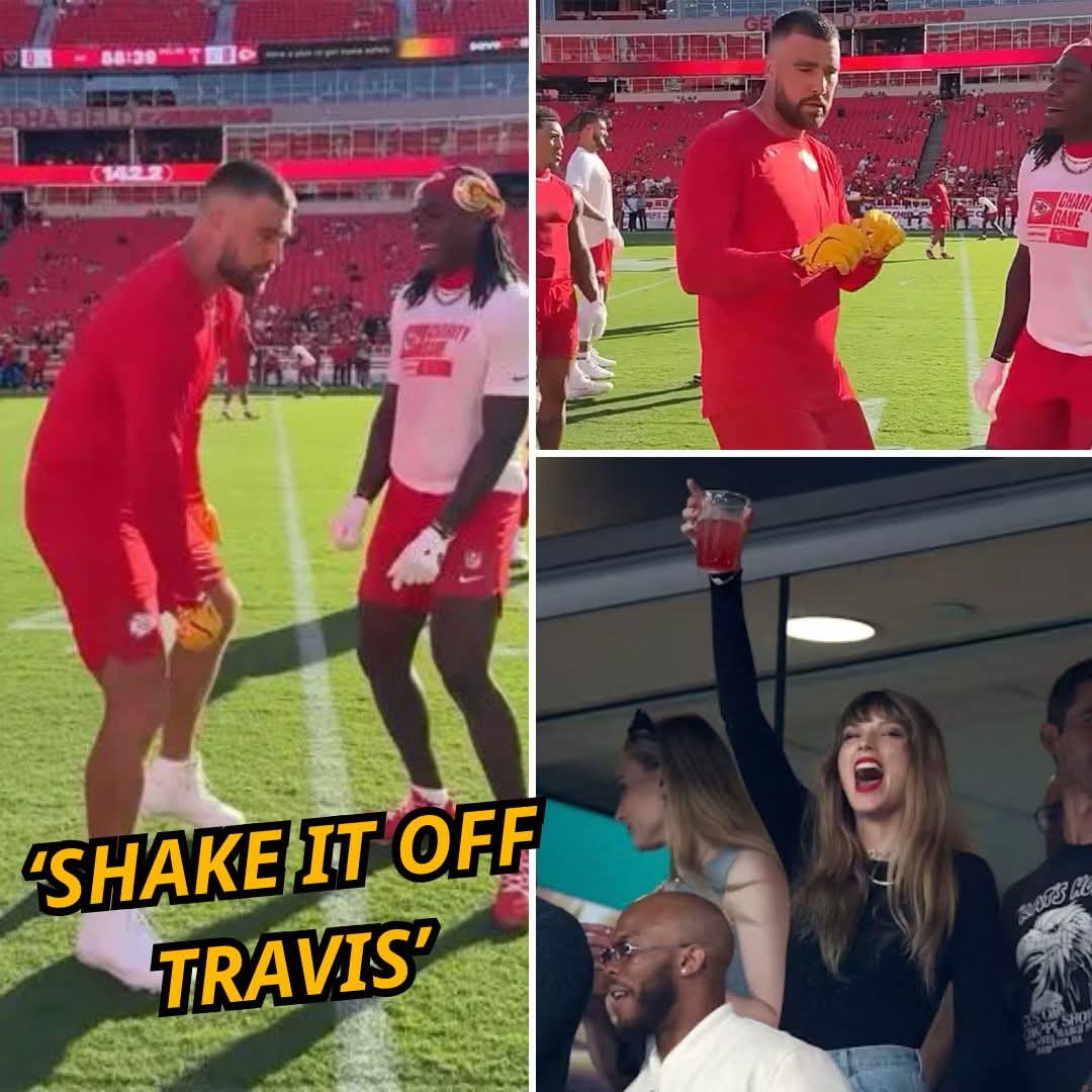 🔥HOT: Ahead of the game against the Chicago Bears, Travis Kelce set the whole stadium on fire when he suddenly ‘busted out’ a charming dance, and in that very moment, fans immediately discovered the special message the player was sending straight to his fiancée – Taylor Swift, making everyone melt 👇👇👇